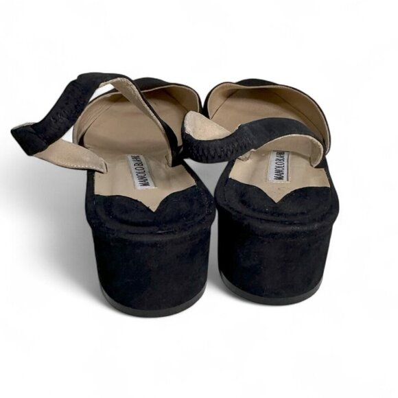 Manolo Blahnik Aspro Block Heel Slingback Suede Pump Black Sz EU 37 NWOT - Picture 4 of 11